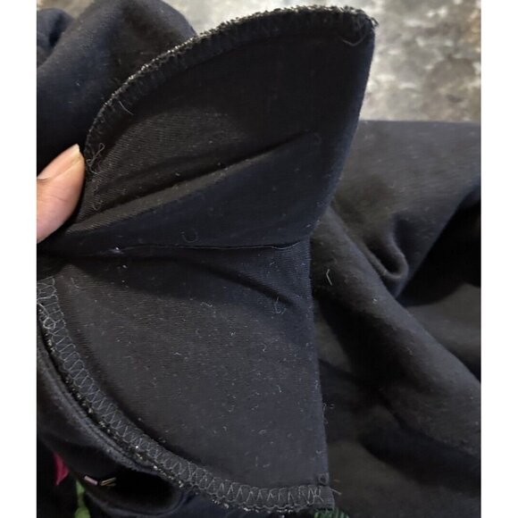 Vintage Audrey Jones Women’s Black Boxy Top Embroidered Cross Side Slit 90s READ - Picture 9 of 11